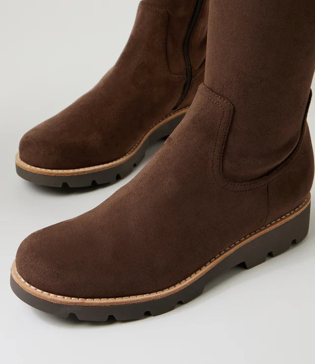 Dellah Choc Stretch Microsuede Knee High Boots