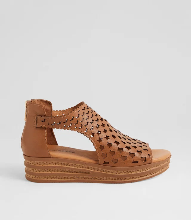 Channa Dark Tan Leather Sandals