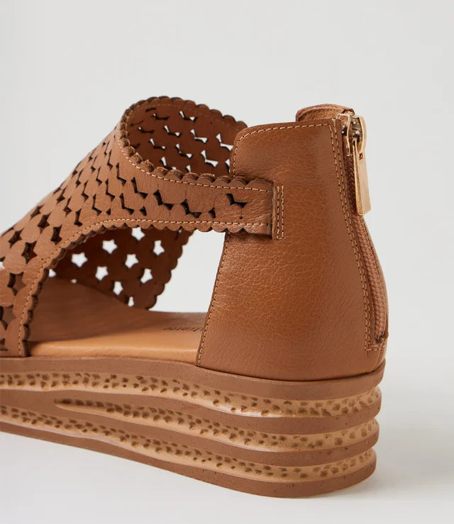 Channa Dark Tan Leather Sandals