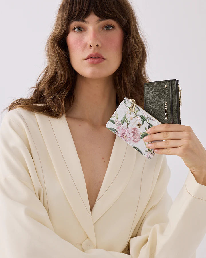 Vanessa Small Zip Purse Card Holder Olive Green