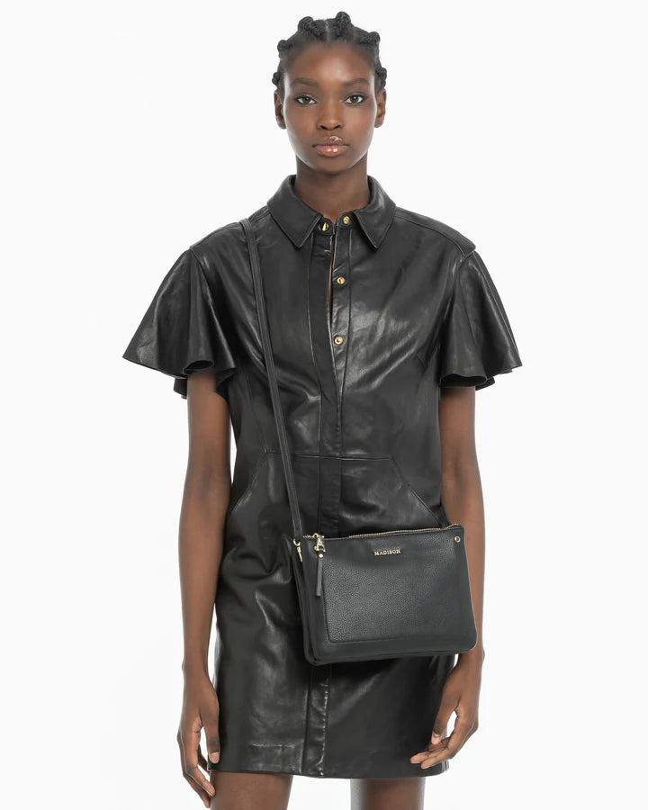 Charlotte Double Zip Crossbody Bag - Black