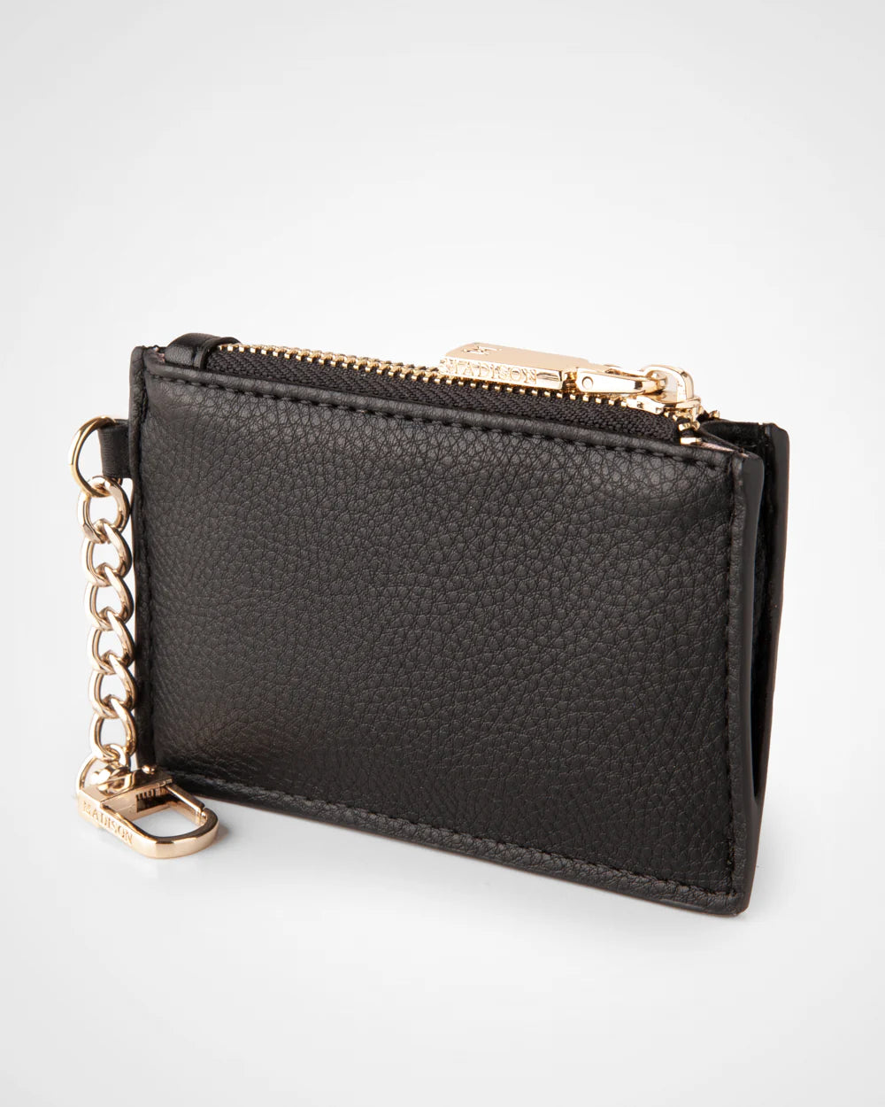 Hannah Zip Card Case with Chain Clip Black