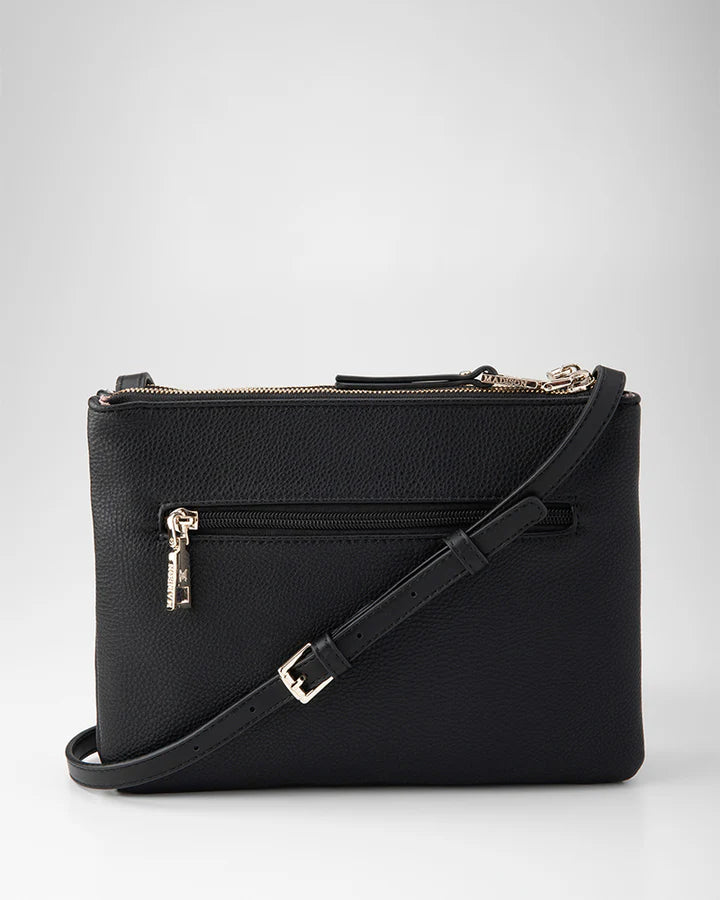 Charlotte Double Zip Crossbody Bag - Black