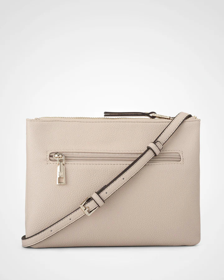 Charlotte Double Zip Crossbody Bag - Nude