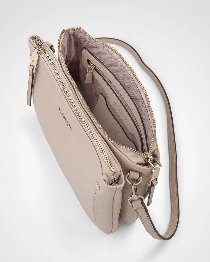 Charlotte Double Zip Crossbody Bag - Nude