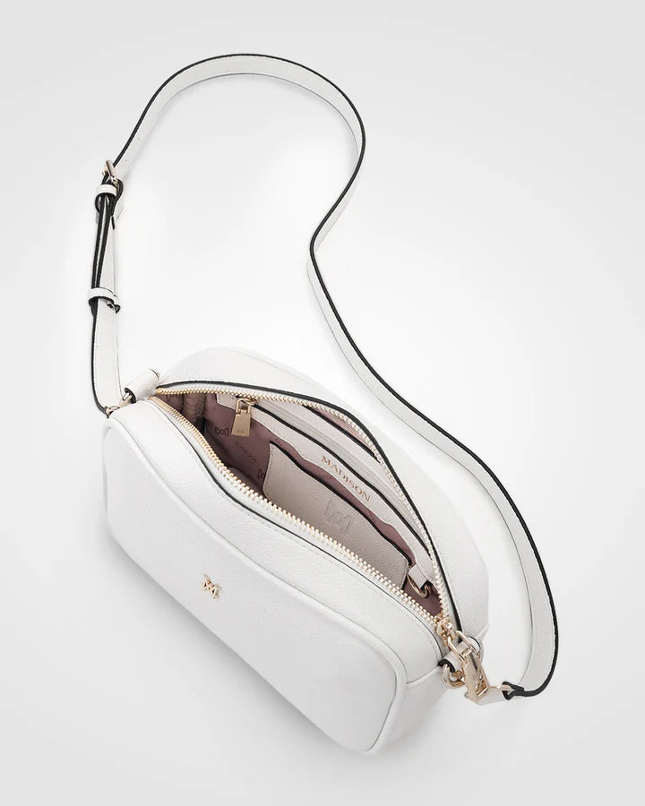 Monica Camera Crossbody Bag + Monogram Bag Strap White