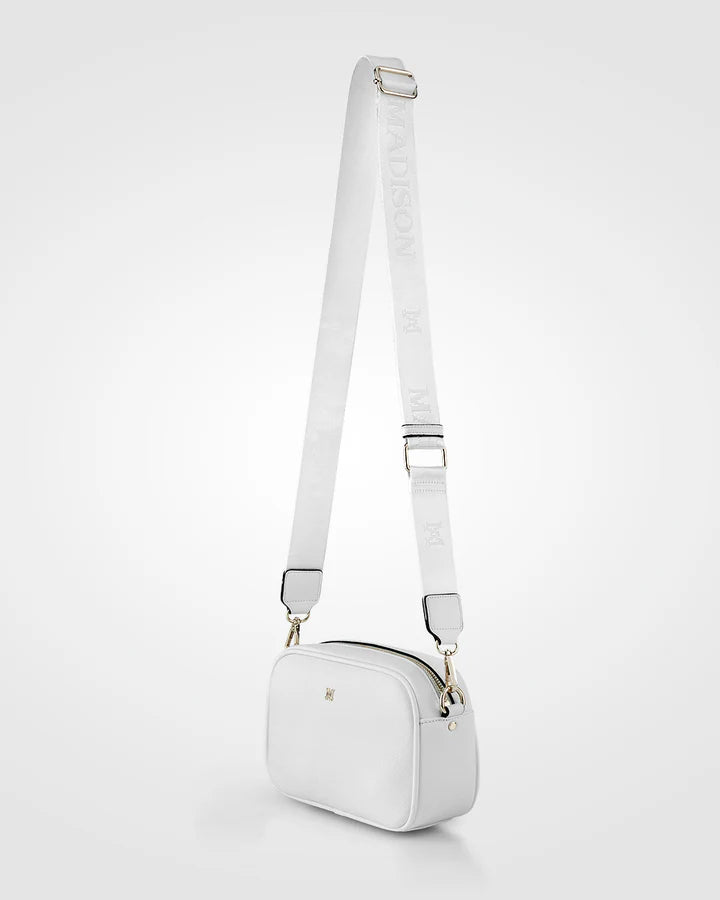 Monica Camera Crossbody Bag + Monogram Bag Strap White