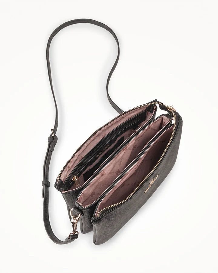 Avery 3 Compartment Crossbody Bag Black
