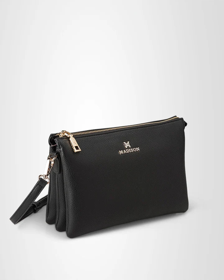 Avery 3 Compartment Crossbody Bag Black