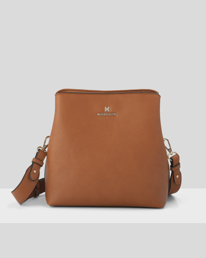 Joanie 3 Compartment Crossbody Bag Light Tan