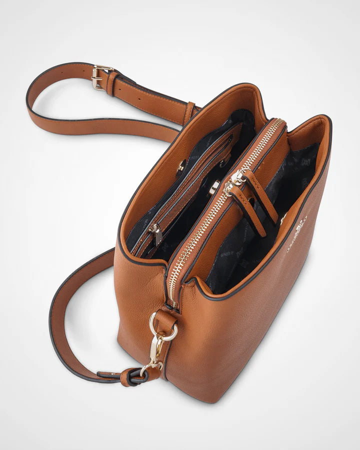Joanie 3 Compartment Crossbody Bag Light Tan