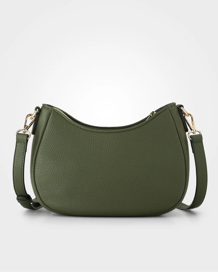 Simone Crescent Zip Top Small Crossbody Bag + Monogram Bag Strap