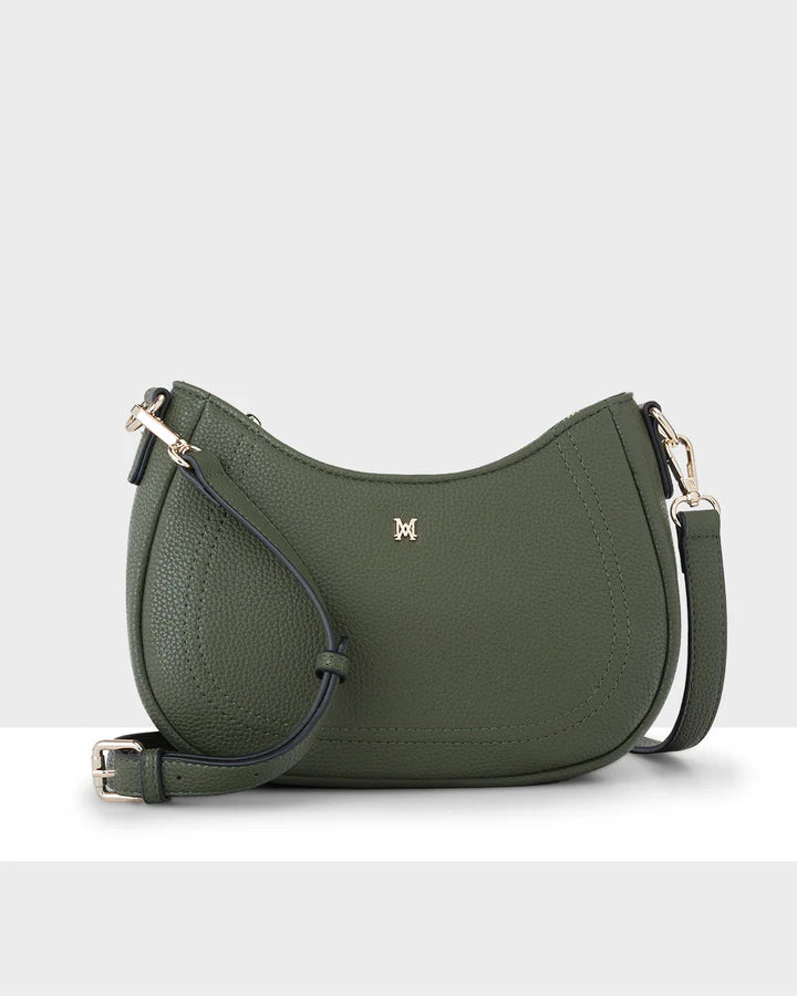 Simone Crescent Zip Top Small Crossbody Bag + Monogram Bag Strap