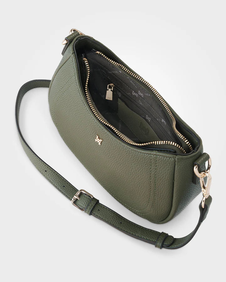 Simone Crescent Zip Top Small Crossbody Bag + Monogram Bag Strap