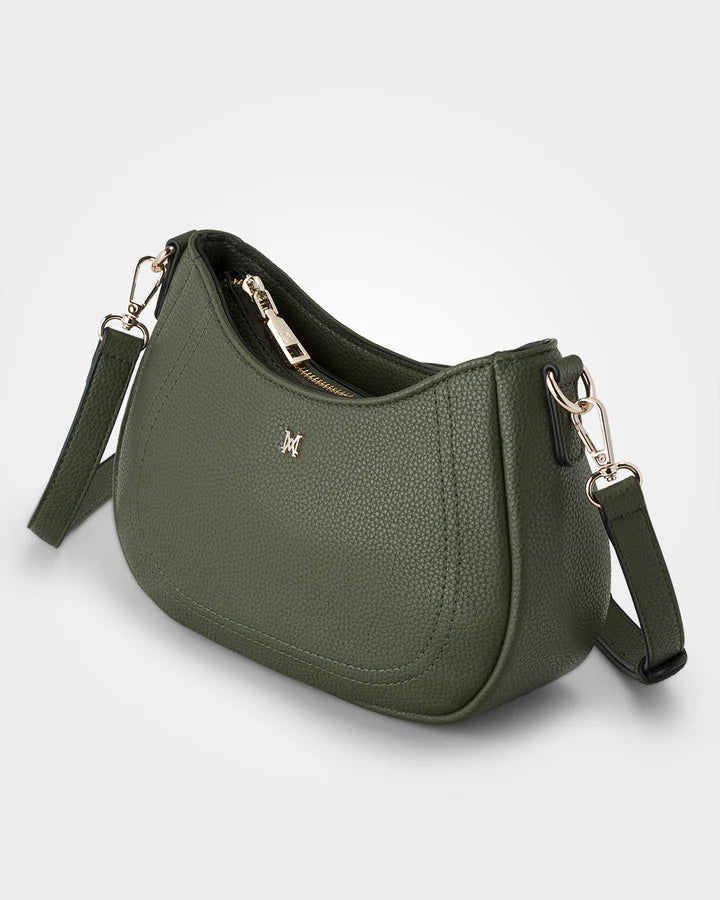 Simone Crescent Zip Top Small Crossbody Bag + Monogram Bag Strap