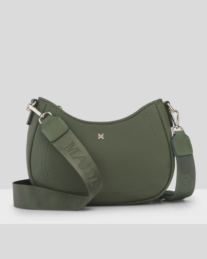 Simone Crescent Zip Top Small Crossbody Bag + Monogram Bag Strap