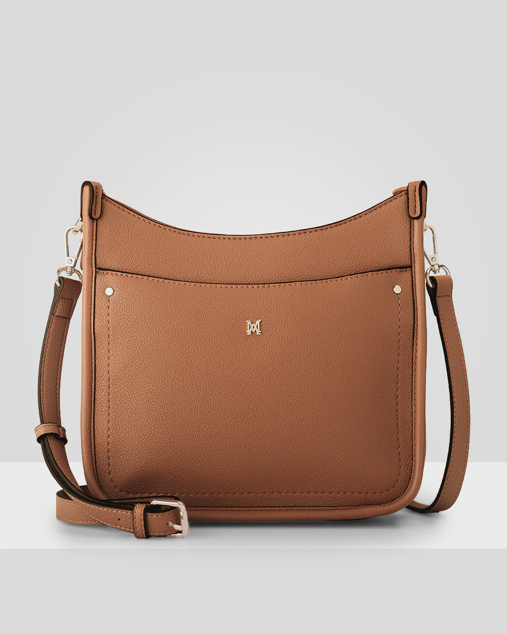 Paula Sling Zip Top Crossbody Bag with Matching Strap Light Tan