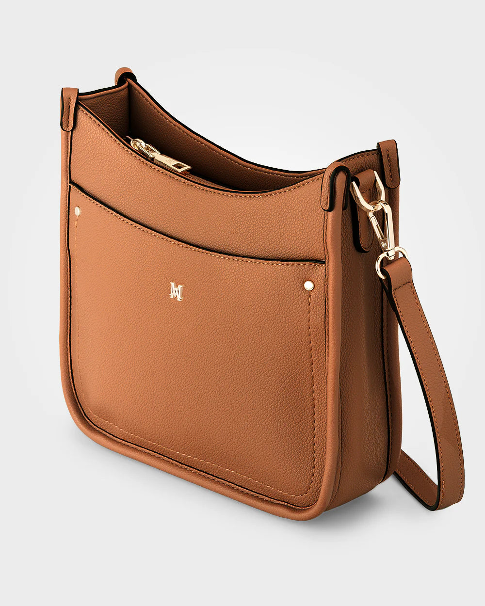 Paula Sling Zip Top Crossbody Bag with Matching Strap Light Tan