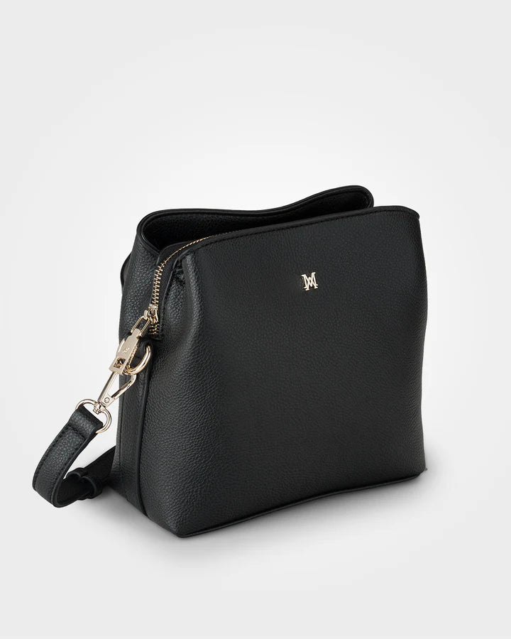 Danni Small 3 Compartment Bucket Crossbody Bag Black