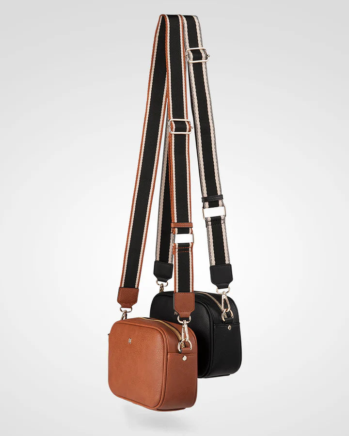 Stripe Bag Strap Tan/Black/Stone