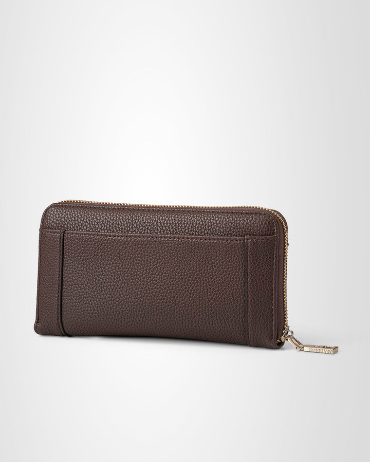 Abigail Zip Around Open Style Clutch Wallet Chocolate
