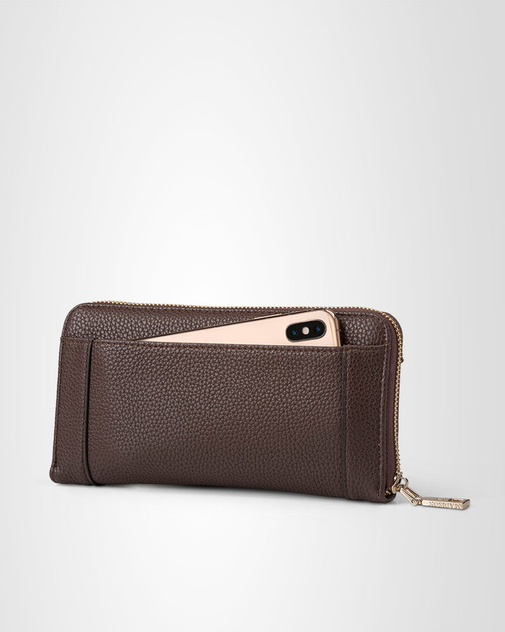 Abigail Zip Around Open Style Clutch Wallet Chocolate