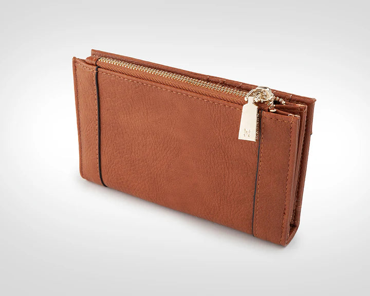 Lexi Medium Bi-Fold Zip Wallet Tan