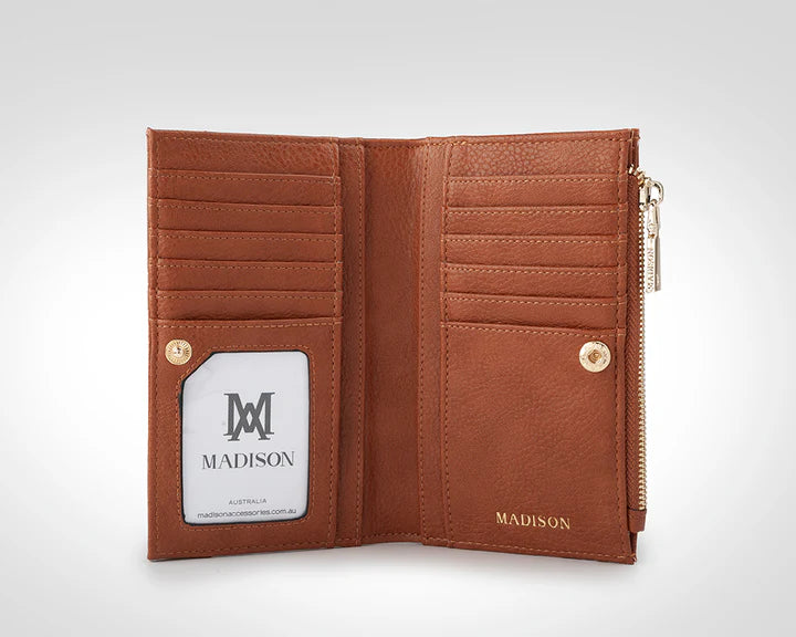 Lexi Medium Bi-Fold Zip Wallet Tan