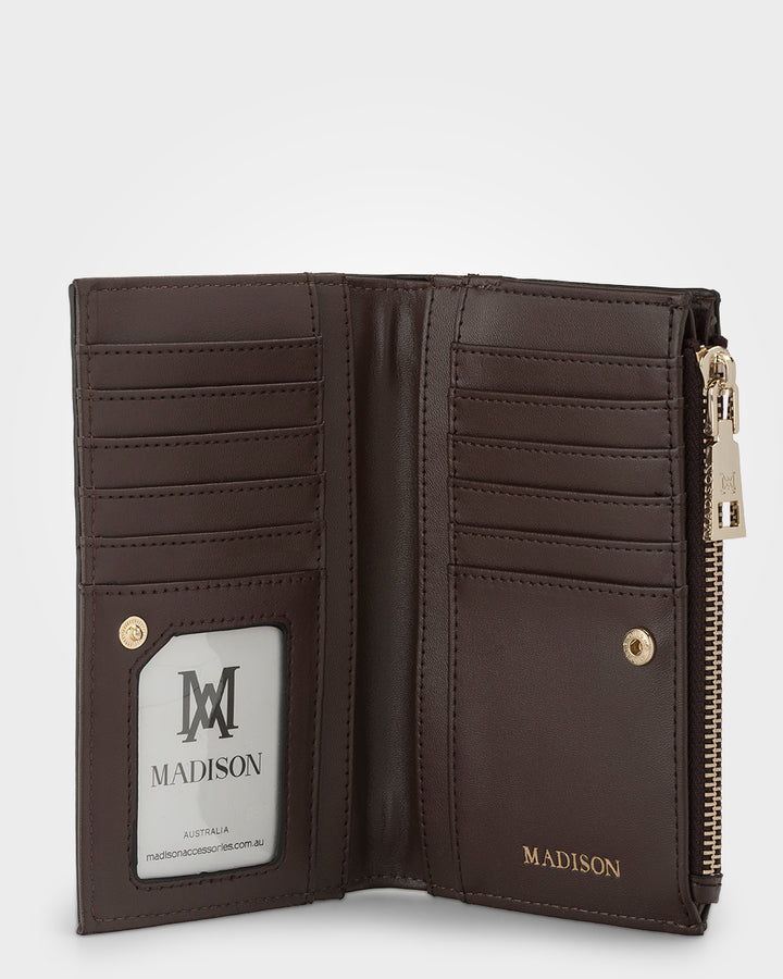 Lexi Medium Bi-Fold Zip Wallet Chocolate