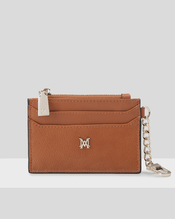 Hannah Zip Card Case with Chain Clip Tan