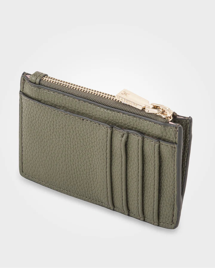Vanessa Small Zip Purse Card Holder Olive Green