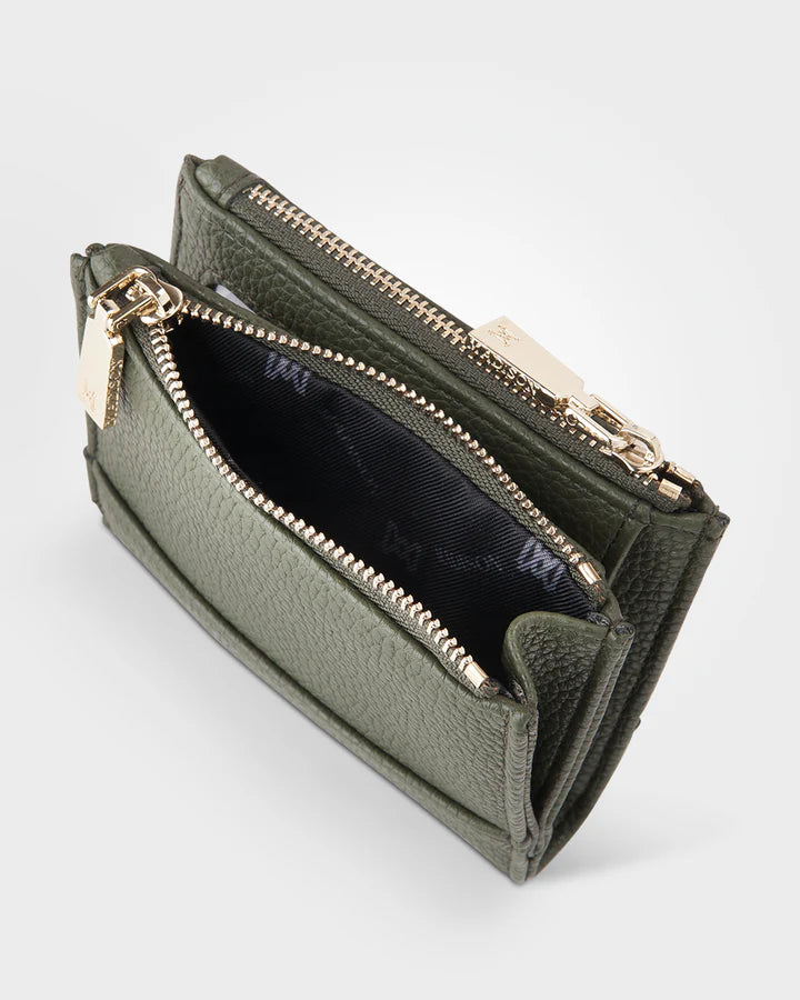 Arabella  Double Zip Pocket Wallet Olive Green