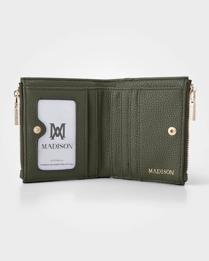 Arabella  Double Zip Pocket Wallet Olive Green