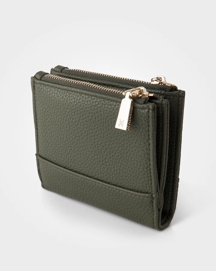 Arabella  Double Zip Pocket Wallet Olive Green