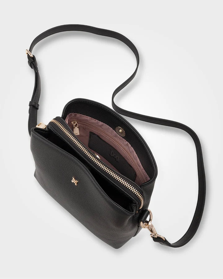 Danni Small 3 Compartment Bucket Crossbody Bag Black