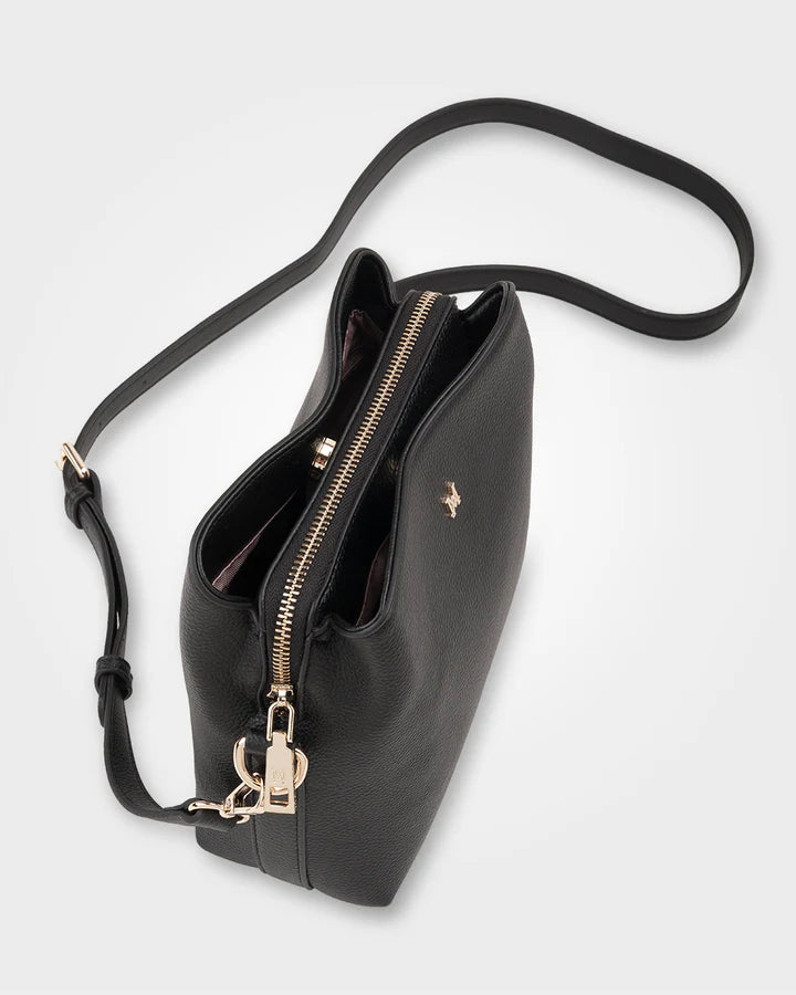 Danni Small 3 Compartment Bucket Crossbody Bag Black