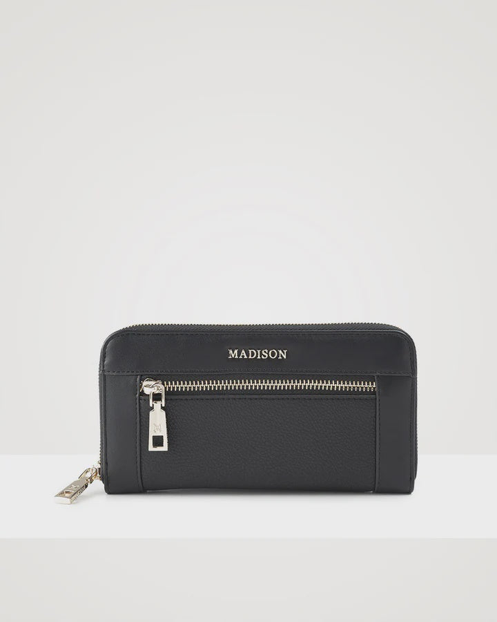 Abigail Zip Around Open Style Clutch Wallet Black