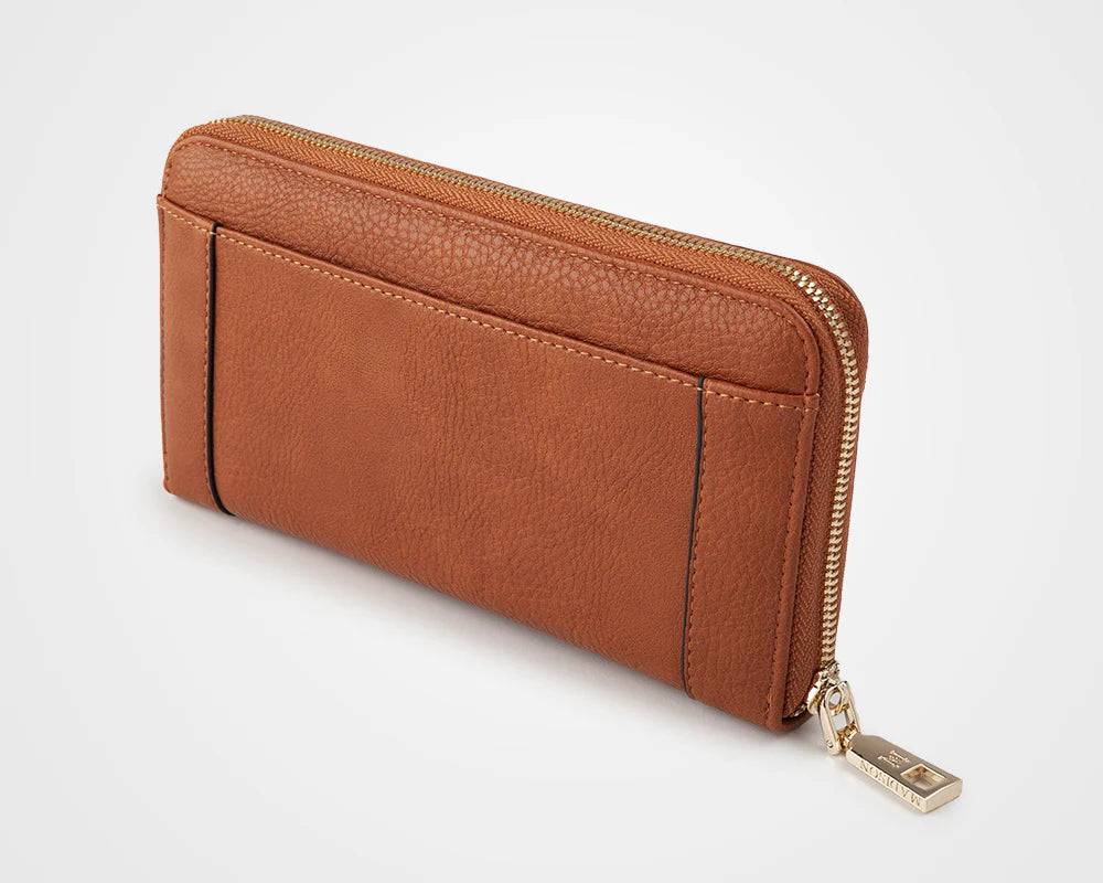 Abigail Zip Around Open Style Clutch Wallet Tan