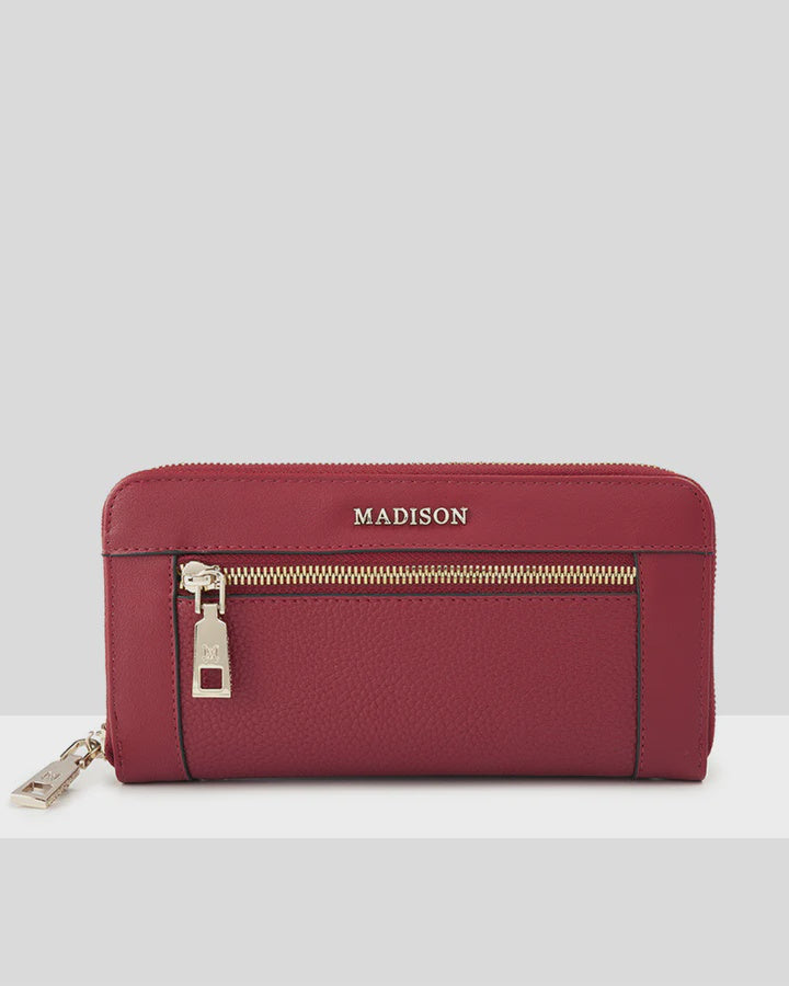 Abigail Zip Around Open Style Clutch Wallet Red