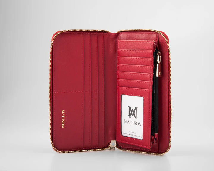 Abigail Zip Around Open Style Clutch Wallet Red