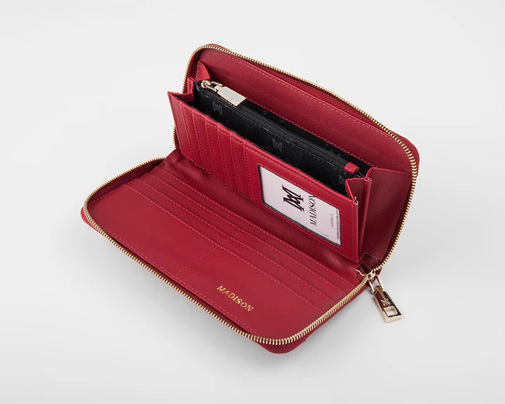 Abigail Zip Around Open Style Clutch Wallet Red