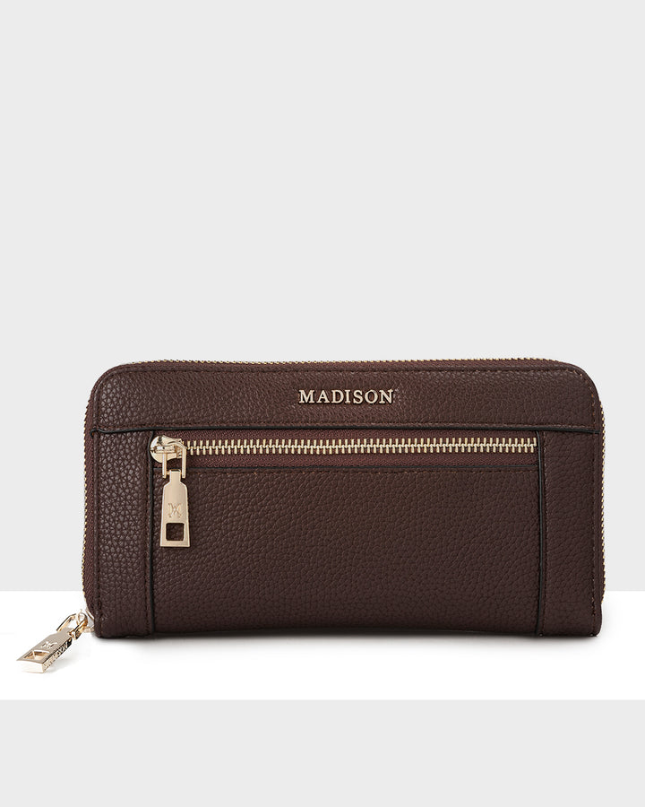Abigail Zip Around Open Style Clutch Wallet Chocolate