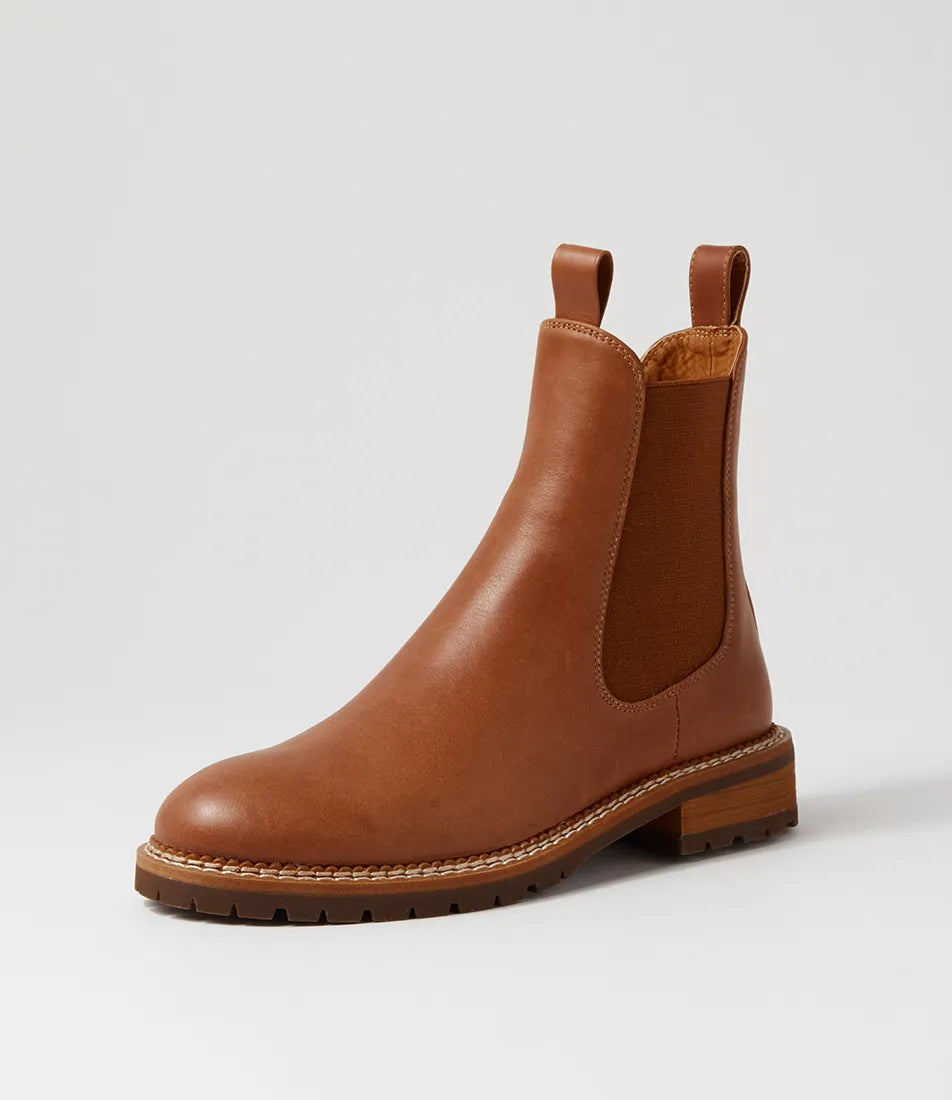 Roccom Chestnut Leather Ankle Boots