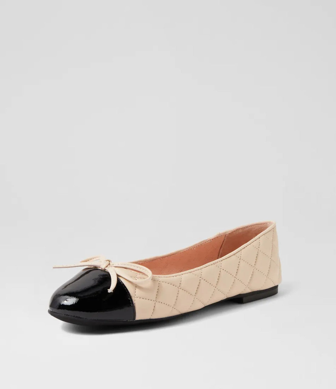 Belie Black Cream Patent Leather Ballet Flats