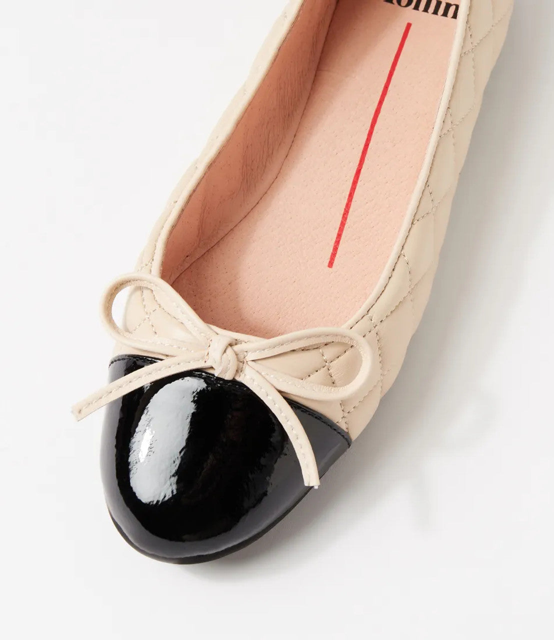 Belie Black Cream Patent Leather Ballet Flats