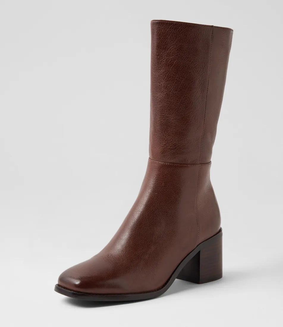 Sesina Choc Dark Brown Leather Calf Boots