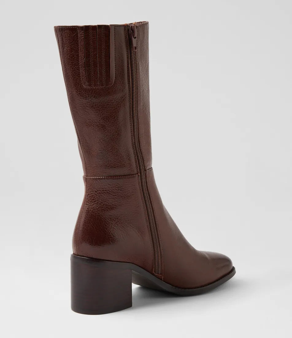 Sesina Choc Dark Brown Leather Calf Boots