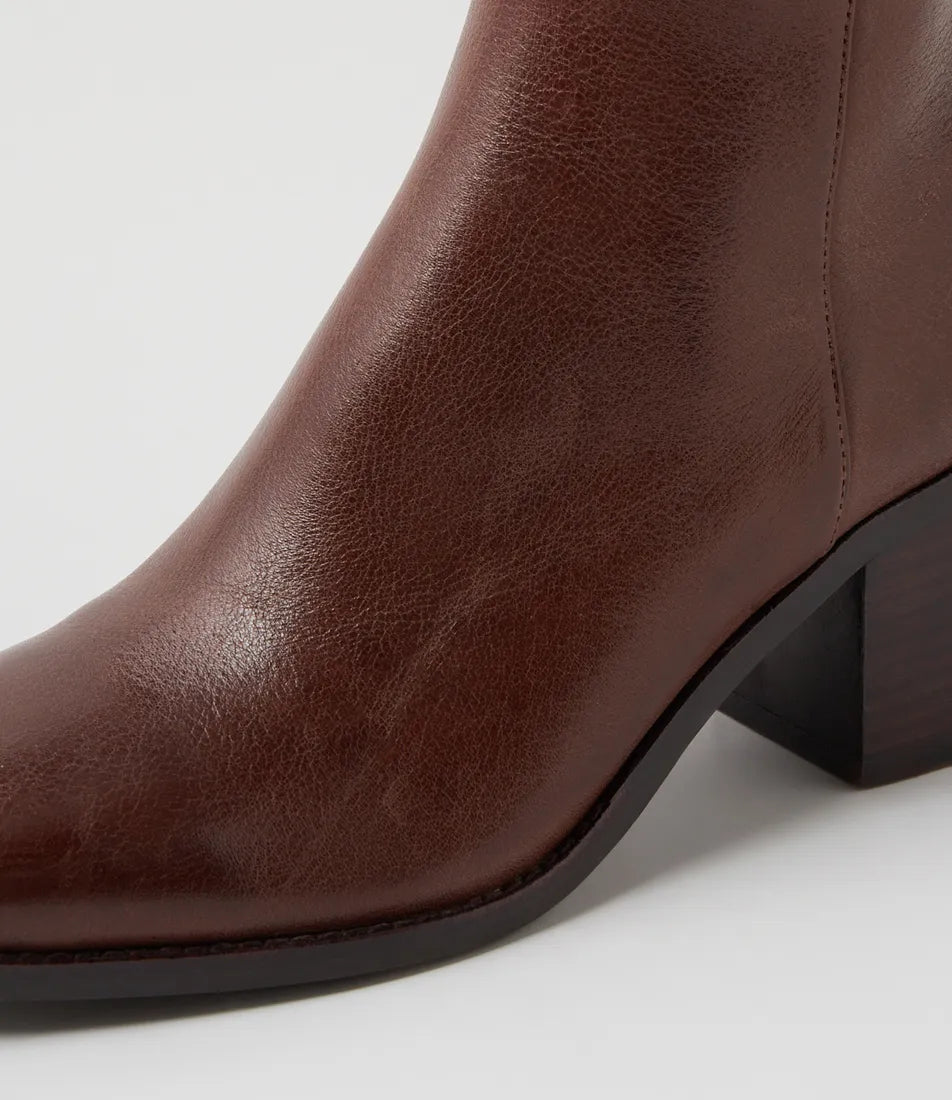 Sesina Choc Dark Brown Leather Calf Boots