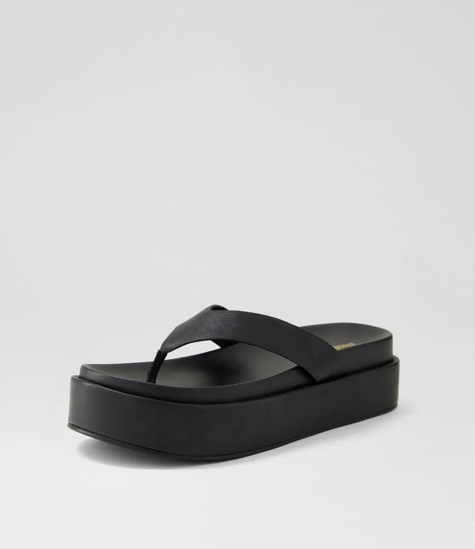 Tamarah Black Leather Thongs