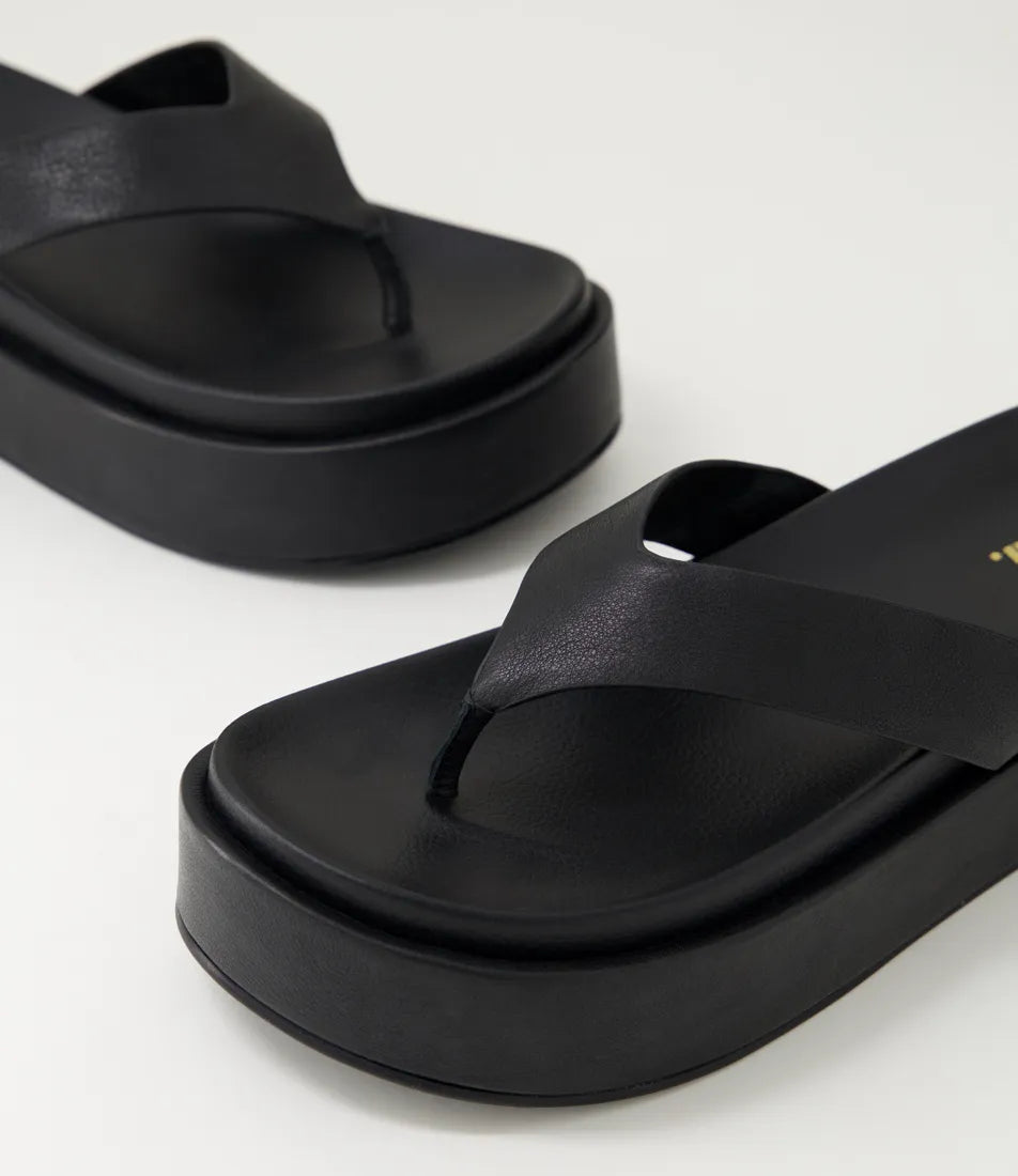 Tamarah Black Leather Thongs